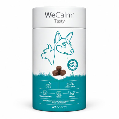 WeCalm Tasty – Supliment Calmant cu Gust Plăcut pentru Câini și Pisici, 30 Comprimate Masticabile – WePharm